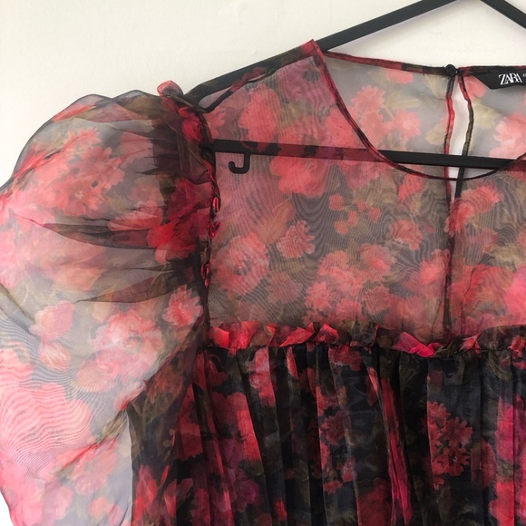 Zara Floral Sheer Blouse - Picture 4 of 8